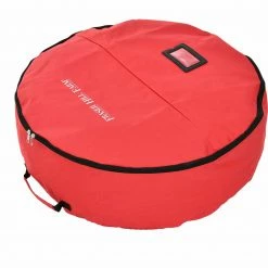 Fraser Hill Farm 24-In. Heavy-Duty Storage Bag For Christmas Small Wreaths And Garlands, Red -Christmas store unnamed file 1022