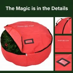 Fraser Hill Farm 24-In. Heavy-Duty Storage Bag For Christmas Small Wreaths And Garlands, Red -Christmas store unnamed file 1024