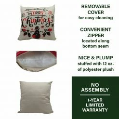Fraser Hill Farm 15.5-In. Merry Christmas Indoor Accent Pillow, Buffalo Plaid Snowman -Christmas store unnamed file 1076