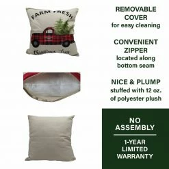 Fraser Hill Farm 15.5-In. Farm Fresh Christmas Trees Indoor Accent Pillow, Buffalo Plaid Truck -Christmas store unnamed file 1081