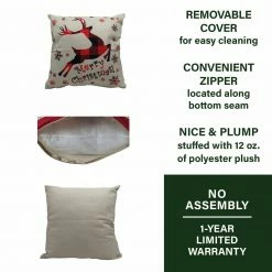 Fraser Hill Farm 15.5-In. Merry Christmas Indoor Accent Pillow, Buffalo Plaid Reindeer -Christmas store unnamed file 1096