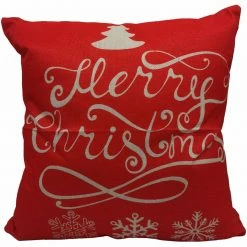 Fraser Hill Farm 15.5-In. Merry Christmas Indoor Accent Pillow, Red/White