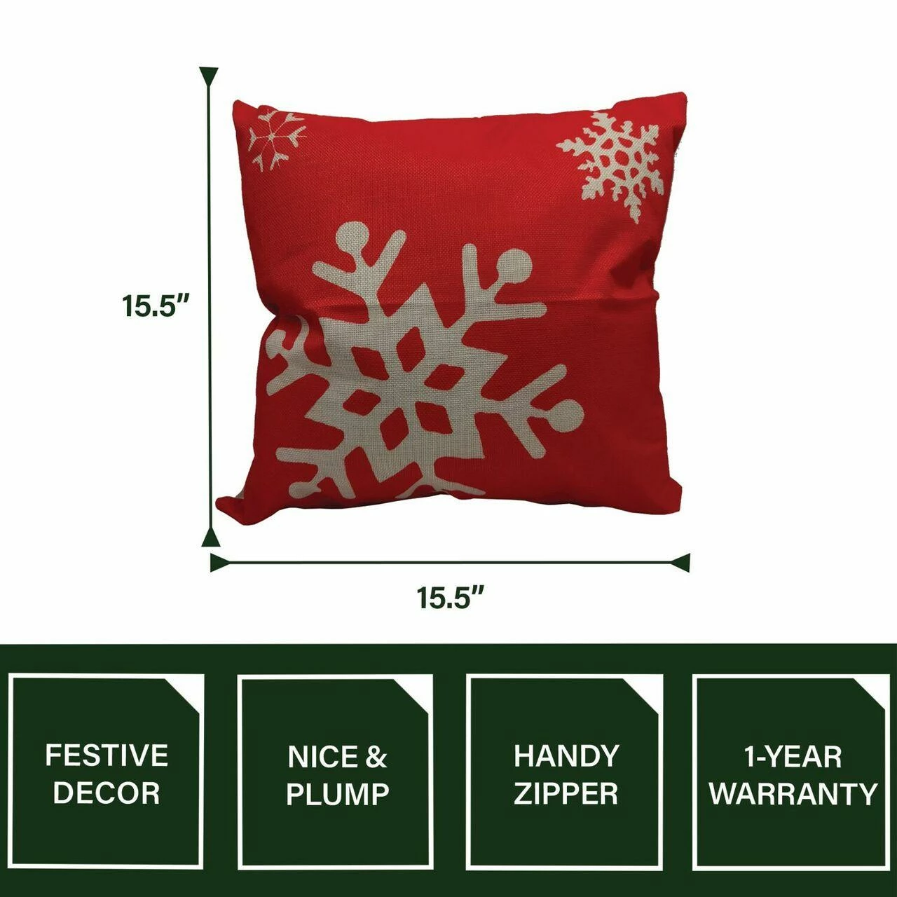 Fraser Hill Farm 15.5-In. Snowflake Indoor Accent Pillow, Red/White 5 Fraser Hill Farm 15.5-In. Snowflake Indoor Accent Pillow, Red/White - Image 5