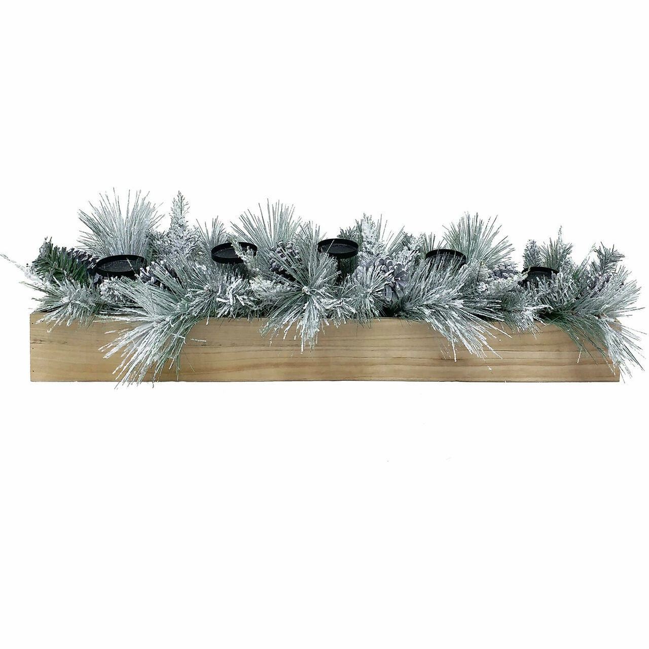 Fraser Hill Farm 42-inch 5-Candle Holder W/ Frosted Branches And Pinecones In Wooden Box 1 Fraser Hill Farm 42-inch 5-Candle Holder W/ Frosted Branches And Pinecones In Wooden Box