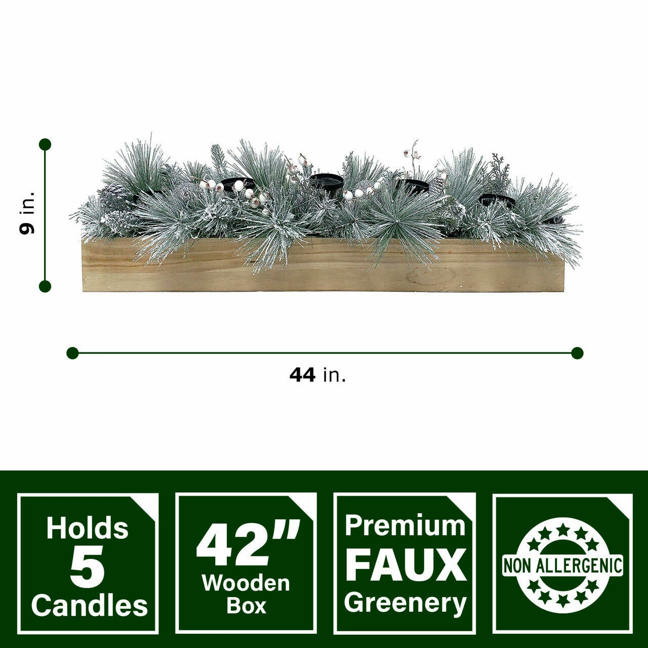 Fraser Hill Farm 42-inch 5-Candle Holder W/ Frosted Branches And Pinecones In Wooden Box 2 Fraser Hill Farm 42-inch 5-Candle Holder W/ Frosted Branches And Pinecones In Wooden Box - Image 2