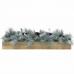 Fraser Hill Farm 42-in 5-Candle Holder W/ Frosted Branches, White Berries, Ornament Balls In Box