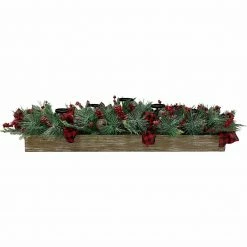 Fraser Hill Farm 42-in 5-Candle Holder Centerpiece W/ Frosted Branches, Berries, Bows, Bells In Box
