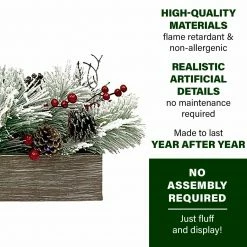 Fraser Hill Farm 42-in 5-Candle Holder W/ Frosted Branches, Red Berries And Pinecones In Wooden Box -Christmas store unnamed file 1142