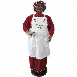 Fraser Hill Farm 58-In. Dancing African American Mrs. Claus With Apron And Cookies, Life-Sized