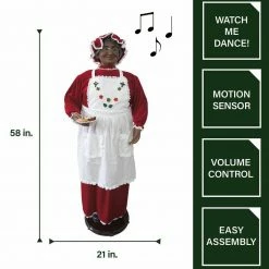 Fraser Hill Farm 58-In. Dancing African American Mrs. Claus With Apron And Cookies, Life-Sized -Christmas store unnamed file 1177