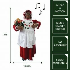 Fraser Hill Farm 3-Ft. Music And Motion African American Mrs. Claus With Apron - Animated Indoor 11 Fraser Hill Farm 3-Ft. Music And Motion African American Mrs. Claus With Apron - Animated Indoor -Christmas store unnamed file 1189