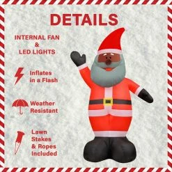 Fraser Hill Farm 12-Ft. African American Santa, Christmas Inflatable With Lights, Storage Bag -Christmas store unnamed file 1198