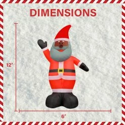 Fraser Hill Farm 12-Ft. African American Santa, Christmas Inflatable With Lights, Storage Bag -Christmas store unnamed file 1199