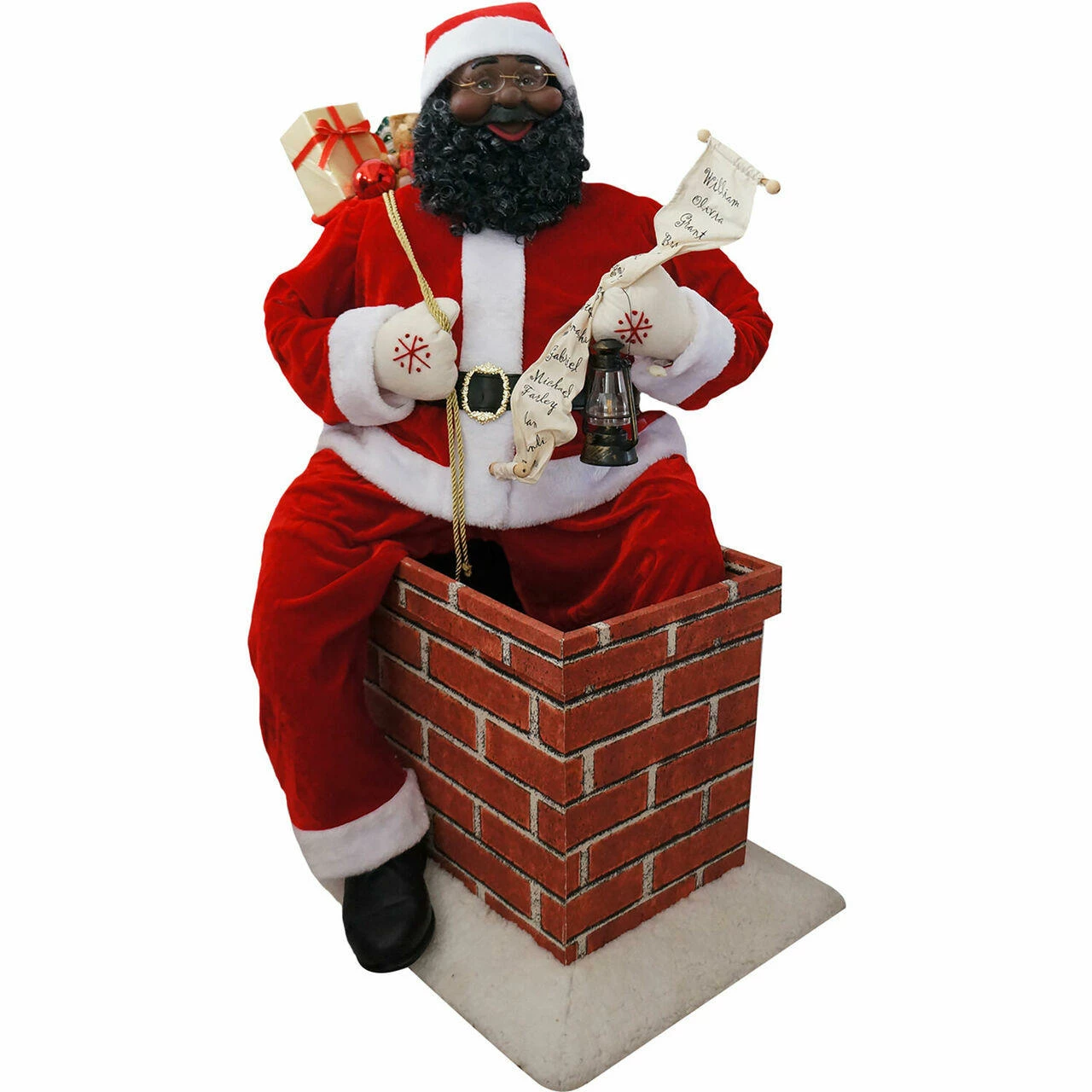 Fraser Hill Farm 48-In. Music And Motion African American Santa In Chimney, Life-Size Indoor Decor 1 Fraser Hill Farm 48-In. Music And Motion African American Santa In Chimney, Life-Size Indoor Decor