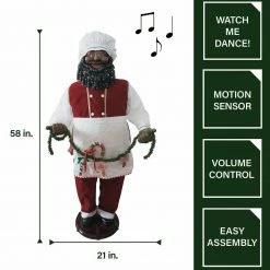 Fraser Hill Farm 58-In. African American Dancing Baking Santa W/ Apron And Christmas Cookie Garland 20 Fraser Hill Farm 58-In. African American Dancing Baking Santa W/ Apron And Christmas Cookie Garland -Christmas store unnamed file 1220