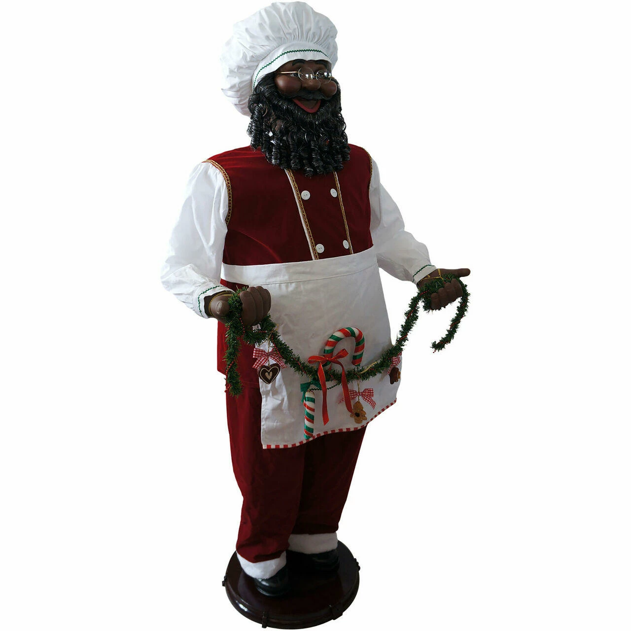 Fraser Hill Farm 58-In. African American Dancing Baking Santa W/ Apron And Christmas Cookie Garland 9 Fraser Hill Farm 58-In. African American Dancing Baking Santa W/ Apron And Christmas Cookie Garland - Image 9