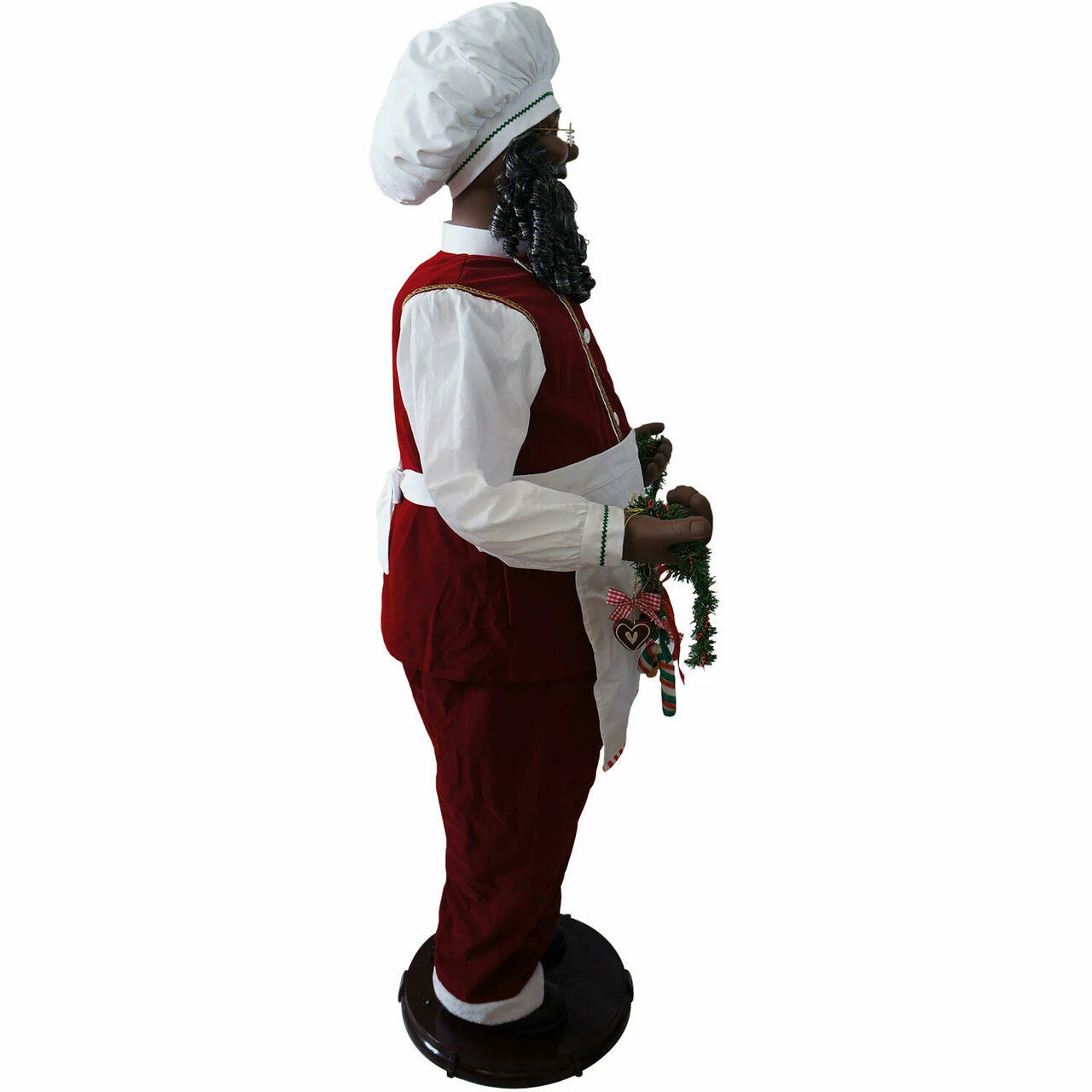 Fraser Hill Farm 58-In. African American Dancing Baking Santa W/ Apron And Christmas Cookie Garland 12 Fraser Hill Farm 58-In. African American Dancing Baking Santa W/ Apron And Christmas Cookie Garland - Image 12