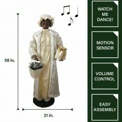 Fraser Hill Farm 58-In. African American Dancing Mrs. Claus With Gift And Basket -Christmas store unnamed file 1250