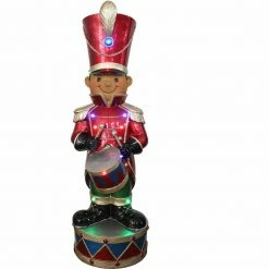 Fraser Hill Farm 3-Ft. African American Christmas Toy Soldier Statue W/ Multi-Color LED Lights