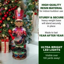 Fraser Hill Farm 3-Ft. African American Christmas Toy Soldier Statue W/ Multi-Color LED Lights -Christmas store unnamed file 1271