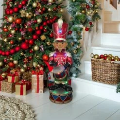 Fraser Hill Farm 3-Ft. African American Christmas Toy Soldier Statue W/ Multi-Color LED Lights -Christmas store unnamed file 1272