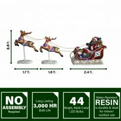 Fraser Hill Farm Oversized D?cor W/ LED Lights, African American Santa Sleigh, Reindeer 3-Pc Set -Christmas store unnamed file 1275