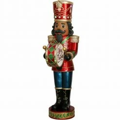 Fraser Hill Farm 5-Ft. African American Nutcracker Playing Bass Drum W/ Moving Hands, Music, Timer, 15 LED Lights