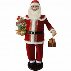 Fraser Hill Farm 58-In. Dancing Santa Claus W/ Prelit Christmas Tree And Wrapped Gifts, Life-Size