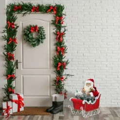 Fraser Hill Farm 28-In. Santa Claus In Sleigh W/ Teddy Bear, Toy Sack, Music, Lights, And Motion -Christmas store unnamed file 1330