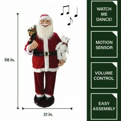 Fraser Hill Farm 58" Life-Size Dancing Santa With Teddy Bear -Christmas store unnamed file 1360