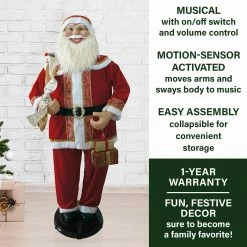 Fraser Hill Farm 58" Life-Size Dancing Santa With Gifts In Hand -Christmas store unnamed file 1375
