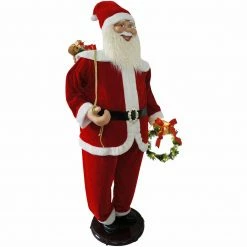 Fraser Hill Farm 58" Life-Size Dancing Santa With Wreath And Gift Sack -Christmas store unnamed file 1400