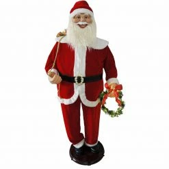 Fraser Hill Farm 58" Life-Size Dancing Santa With Wreath And Gift Sack -Christmas store unnamed file 1401