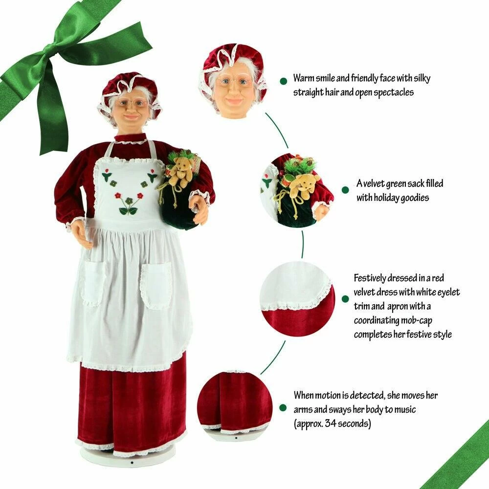Fraser Hill Farm 58" Life-Size Dancing Mrs. Claus With Apron 2 Fraser Hill Farm 58" Life-Size Dancing Mrs. Claus With Apron - Image 2