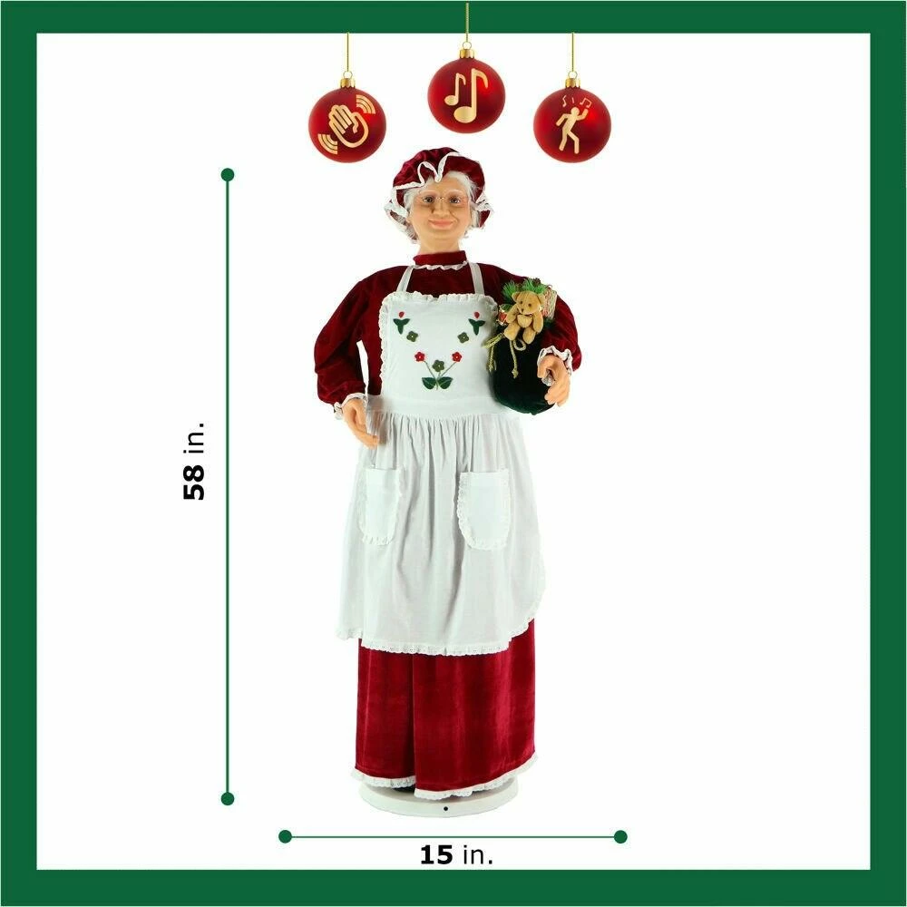 Fraser Hill Farm 58" Life-Size Dancing Mrs. Claus With Apron 3 Fraser Hill Farm 58" Life-Size Dancing Mrs. Claus With Apron - Image 3