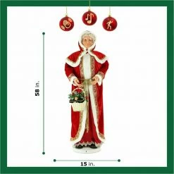 Fraser Hill Farm 58" Life-Size Dancing Mrs. Claus W/ Hooded Cloak And Basket -Christmas store unnamed file 1425