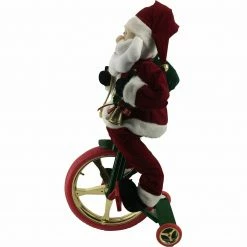 Fraser Hill Farm 36-In. Battery-Operated Bike-Riding Santa Claus W/ Toy Sack, Animation, Music (1 Song) -Christmas store unnamed file 1452
