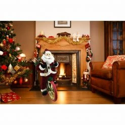 Fraser Hill Farm 36-In. Battery-Operated Bike-Riding Santa Claus W/ Toy Sack, Animation, Music (1 Song) -Christmas store unnamed file 1453