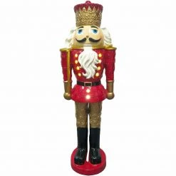Fraser Hill Farm 4-Ft. Nutcracker King Holding Baton, Resin Statue W/ LED Lights -Christmas store unnamed file 1480