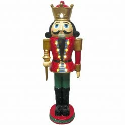 Fraser Hill Farm 4-Ft. Nutcracker King W/ Crown And Scepter, Resin Statue W/ LED Lights -Christmas store unnamed file 1486