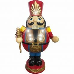 Fraser Hill Farm 3-Ft. Roly Poly Nutcracker Toy Soldier, Resin Statue W/ LED Lights -Christmas store unnamed file 1492