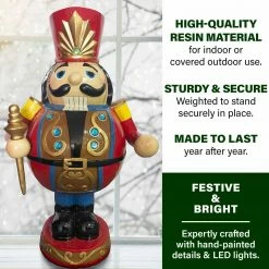 Fraser Hill Farm 3-Ft. Roly Poly Nutcracker Toy Soldier, Resin Statue W/ LED Lights -Christmas store unnamed file 1494