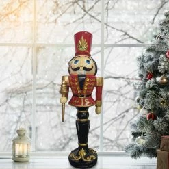 Fraser Hill Farm 3-Ft. Nutcracker Toy Soldier On A Pedestal Base, Resin Statue W/ LED Lights 8 Fraser Hill Farm 3-Ft. Nutcracker Toy Soldier On A Pedestal Base, Resin Statue W/ LED Lights -Christmas store unnamed file 1497
