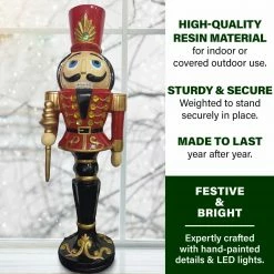 Fraser Hill Farm 3-Ft. Nutcracker Toy Soldier On A Pedestal Base, Resin Statue W/ LED Lights 11 Fraser Hill Farm 3-Ft. Nutcracker Toy Soldier On A Pedestal Base, Resin Statue W/ LED Lights -Christmas store unnamed file 1500