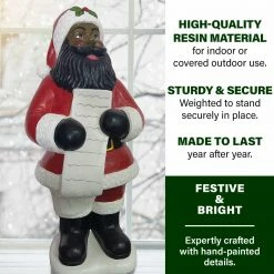 Fraser Hill Farm 3-Ft. African American Santa Claus Statue Holding A Naughty & Nice List -Christmas store unnamed file 1510