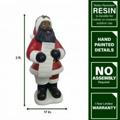 Fraser Hill Farm 3-Ft. African American Santa Claus Statue Holding A Naughty & Nice List -Christmas store unnamed file 1511