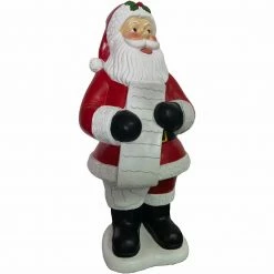 Fraser Hill Farm 3-Ft. Traditional Santa Claus Statue Holding A Naughty & Nice List, Resin