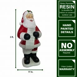 Fraser Hill Farm 3-Ft. Traditional Santa Claus Statue Holding A Naughty & Nice List, Resin -Christmas store unnamed file 1516