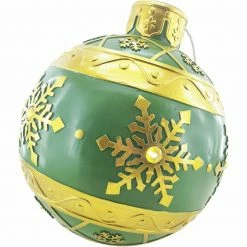 Fraser Hill Farm 18-In. Green Resin Oversized Christmas Ornament W/ Snowflake Pattern And LED Lights -Christmas store unnamed file 1527