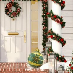 Fraser Hill Farm 18-In. Green Resin Oversized Christmas Ornament W/ Snowflake Pattern And LED Lights -Christmas store unnamed file 1529